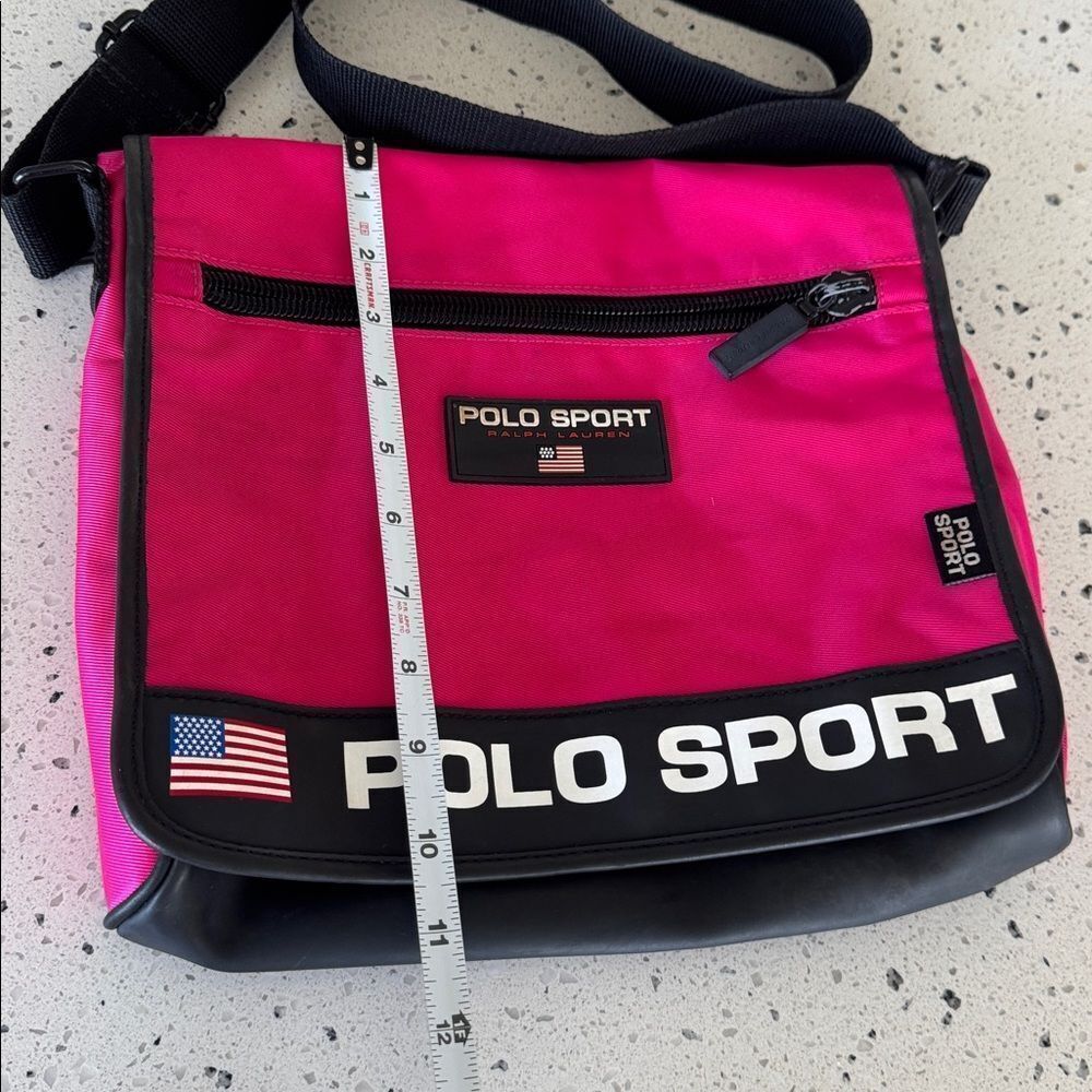 Polo Sport by Ralph Lauren Vintage 90’s Pink Black Messenger Bag Crossbody Retro - Picture 4 of 16